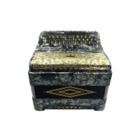 SEASOUND Accordéon professionnel 34 boutons 12 basses 3 registres OEM JB3412C Corps gris bois Grille dorée Boutons dorés