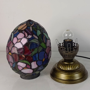 Lampes de table en verre teinté pêche, décoration de salon, lampe de table en verre teinté, éclairage de chevet pour mariage à la fleur d'abricot - Product Image 3