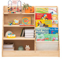 Organisateur de jouets en bois massif de qualité supérieure à quatre niveaux, respectueux de l'environnement, bibliothèque en bois pour tout-petits et salle de classe