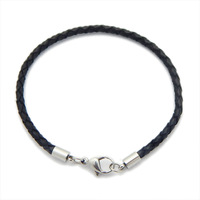 Extrémités de cordon en cuir en acier inoxydable avec fermoir mousqueton terminateurs de baril pour bracelet résultats de bijoux