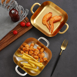 <span class=keywords><strong>Plateau</strong></span> de service carré doré en acier inoxydable <span class=keywords><strong>Plateau</strong></span> à sushi mat avec double poignée <span class=keywords><strong>Plateau</strong></span> à <span class=keywords><strong>homard</strong></span> espagnol pour restaurant - Product Image 3
