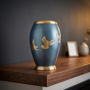 Blue Aluminum Cremation Urn Metal Keepsake <b>Casket</b> Memorial <b>Ashes</b> Container Remembrance Urn Custom Decorative Burial Use - Product Image 1