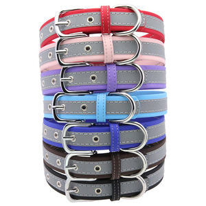 Kalung Anjing Modern Sederhana Solid Reflektif dengan D-Ring, Kulit PU Lembut, untuk Anjing Kecil, Sedang, dan Besar, Anti-Tersedak, Nyaman - Product Image 3