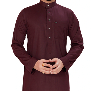 เสื้อคลุมอาหรับแบบลำลองผ้าโพลีเอสเตอร์ขายดี ระบายอากาศได้ดี เหมาะสำหรับฤดูร้อน แขนยาว สำหรับผู้ชาย เสื้อผ้ามุสลิมแบบดั้งเดิม - Product Image 1