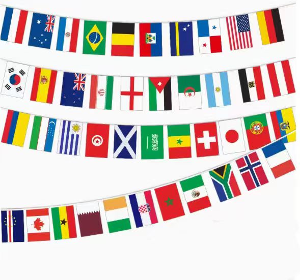 Banderas de 42 países, impresión serigráfica, productos en stock.