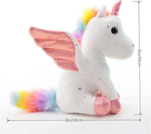 BSCI Factory farcito Glitter arcobaleno angelo <span class=keywords><strong>unicorno</strong></span> animale con ala cavallo bambola <span class=keywords><strong>cuscino</strong></span> da tiro per regalo - Product Image 2
