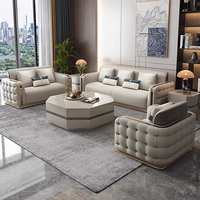Ensemble de canapés en cuir de luxe au design italien personnalisé, meubles modernes pour villa, grand canapé 3+2+1 places, canapés sectionnels pour salon