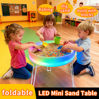 Table de Peinture au Sable LED Pliable Mini avec 8 Lumières Tactiles RGB pour Enfants – Jeu Créatif