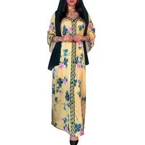 Gaun Antik Kaftan Dubai Pakaian Islami Abaya untuk Wanita Muslim Lengan Panjang