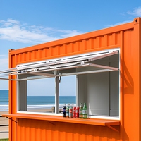 Kiosque de café en conteneur orange vif, 10 pieds x 20 pieds, stand alimentaire modulaire avec fenêtres relevables, couleur personnalisée