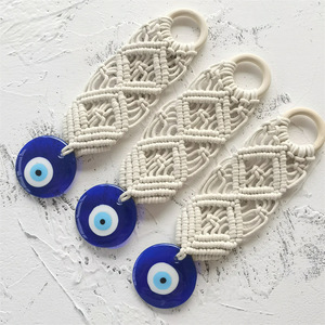 Tapisserie murale en <span class=keywords><strong>macramé</strong></span> <span class=keywords><strong>bleu</strong></span> œil turc faite à la main, décoration, ornement, pendentifs Nazar, mauvais œil, décoration intérieure pour la bonne chance - Product Image 1