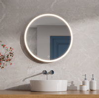 Water Proof LED Mirror Copper Lead Free Silver Anti-fog Mirror with Plug IP44 Round Shape