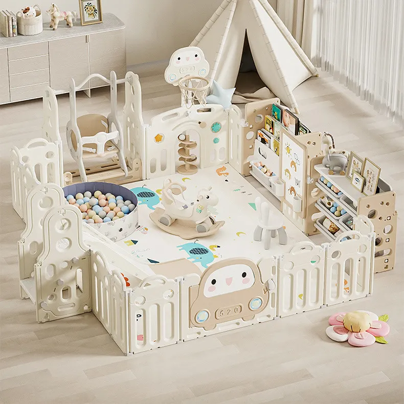 Playpen di tendenza per bambini in plastica per bambini di grandi dimensioni pieghevole di lusso per adulti box per bambini facile da trasportare recinzione di plastica per neonati e bambini