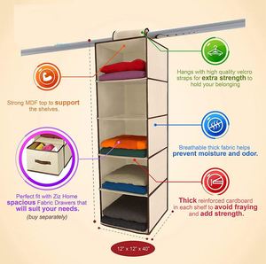 Cotton Linen Storage Bag Multi-layer Washable Folding Hanging Rack Underwear Garment Storage Bag Closet Organizer Rack Storage - Product Image 4