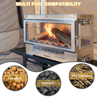 Estufa de Leña para Acampar INBESTCAMP White Shepherd, Chimenea de Invierno, Multiusos, de Lona, para Cocinar al Aire Libre