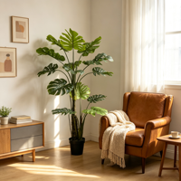 Monstera Artificiel Bonsaï 150cm/59in, Plante en Plastique Faite à la Main, Durable, pour la Maison, le Jardin, le Salon, la Chambre, le Balcon, Style Tropical