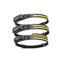 Lampu Kepala Sensor COB Terpasang di Kepala, Kecerahan Tinggi, Tahan Air IP65, Rotasi 360, Baterai Isi Ulang, Jangkauan 100-200m, Memancing Malam Hari