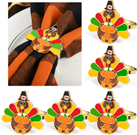 Anneaux de serviette en métal en forme de dinde et de citrouille pour la fête de Thanksgiving, décoration de table pour anniversaire, dîner, automne/hiver, maison et bar