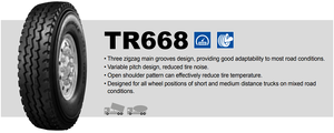Neumático marca Triangle 315/80r22.5 TR668 con patrón de tres zigzags - Product Image 3