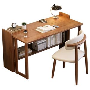 Solid Wood Folding Desk 80x60x75cm Extendable <b>Computer</b> Desk Student Home Study Desk With Storage Shelf Bedroom <b>Office</b> Furniture - Product Image 5
