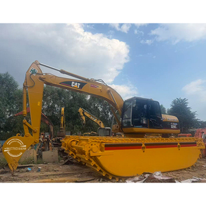 Excavatrice amphibie Caterpillar 320CL d'occasion de 20 tonnes sur pontons flottants, machine de dragage CAT 320c 320d 320gc, buggy de marais - Product Image 1