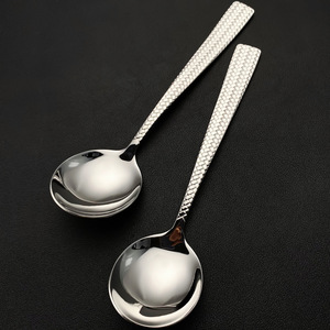 Cuillère en acier inoxydable 304 avec manche en corde tressée, ronde, réutilisable, pour la table de fête - Product Image 1