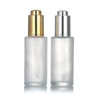 Flacon compte-gouttes en verre vide mat à épaulement plat, 20ml, 30ml, 50ml, 100ml, pour cosmétiques, visage, yeux, cheveux et huiles essentielles