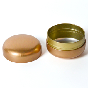 Small Round Metal Canister Golden Colors Custom Tea Packing Tin Box with Round Lid - Product Image 2