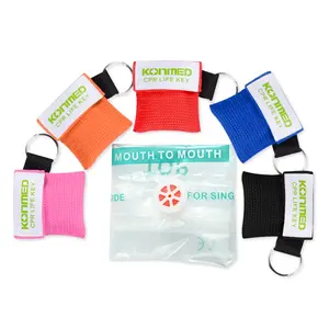 Kit de protección facial <span class=keywords><strong>CPR</strong></span> máscara de PVC de primeros auxilios para protección con bolsa de filtro llavero tamaño mini llavero soporte de logotipo personalizado - Product Image 1