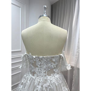 Magnifique robe de mariée à épaules dénudées <span class=keywords><strong>2022</strong></span>, style <span class=keywords><strong>civil</strong></span> bohème, appliquée, perlée, <span class=keywords><strong>robes</strong></span> de mariée modestes, <span class=keywords><strong>robes</strong></span> de mariée scintillantes pour femmes - Product Image 6