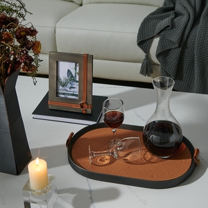 Plateau rond en argent moderne de luxe décoration de poignée de café plateaux de service en métal en acier inoxydable 304 pour la décoration intérieure salon - Product Image 4
