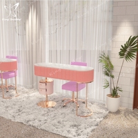 Ensemble de meubles de salon de manucure moderne de luxe bureau de manucure avec table et chaise de support en fer différentes couleurs pour l'art des ongles