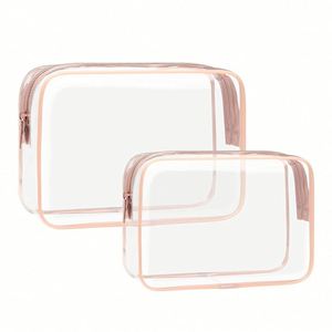 Sacs de maquillage transparents personnalisés S M L, conformes aux normes des aéroports et compagnies aériennes, sacs de voyage transparents en gros pour articles de toilette - Product Image 1