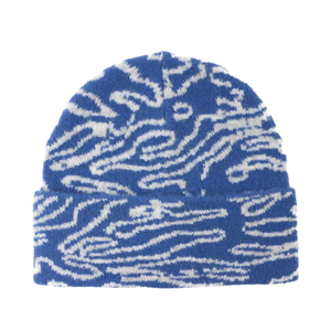 Blue White Abstract Jacquard Beanie Knit Hat Unisex Casual <b>Winter</b> <b>Cap</b> 56-58CM Adult Style - Product Image 1