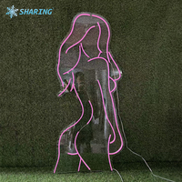 Letrero de Neón LED Personalizado, Silueta de Cuerpo de Mujer Sexy, Tablero Acrílico Iluminado en Rosa, Decoración de Pared para Bar, Club, Dormitorio