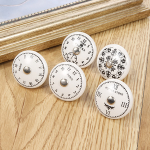 Simple and adorable animal-themed children's room cabinet handle - clock style round <b>ceramic</b> pull handle - Product Image 3
