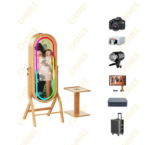 Photobooth espejo de madera Salsa2 Cámara máquina Shell Super gran pantalla táctil y tiras de luces RGB funda de vuelo para boda - Product Image 4