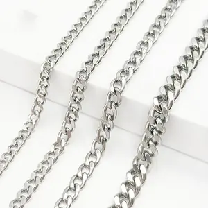 1.5mm 2mm 3mm 4mm 5mm Hip Hop Necklace Cuban Chain Waist Silver Mens Chain Manufacturer Rope Link Stainless Steel Rope Chain