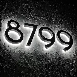 BOYANG números de metal para puerta de habitación de hotel de alta calidad números de casa LED número de puerta iluminado personalizado