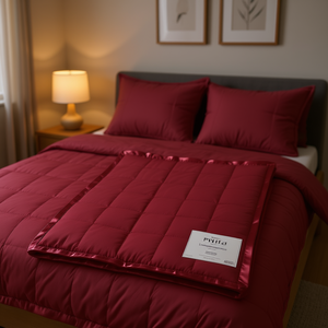 Edredón Alternativo a Plumón, Color Rojo Sólido, Acolchado, Ligero, para Todas las Estaciones, de Poliéster, Rectangular, Estilo Minimalista - Product Image 2