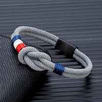 Bracelet en corde de nylon multicolore, acier inoxydable, carré, tissé à la main, double couche, design drapeau français, bijoux pour couple