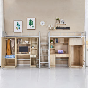 Tempat tidur kapsul 4 orang, ukuran ganda Modern <span class=keywords><strong>Metal</strong></span> loteng dengan penyimpanan untuk rumah asrama Universitas Rumah Sakit - Product Image 2