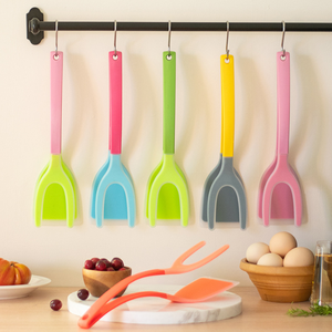 ที่หมุนไข่ทำจากซิลิโคนเกรดใช้กับอาหารและไม้พายแบบ2อิน1ที่คีบอาหารสำหรับแพนเค้กหนีบขนมปังฝรั่งเศสและไข่เจียว - Product Image 6