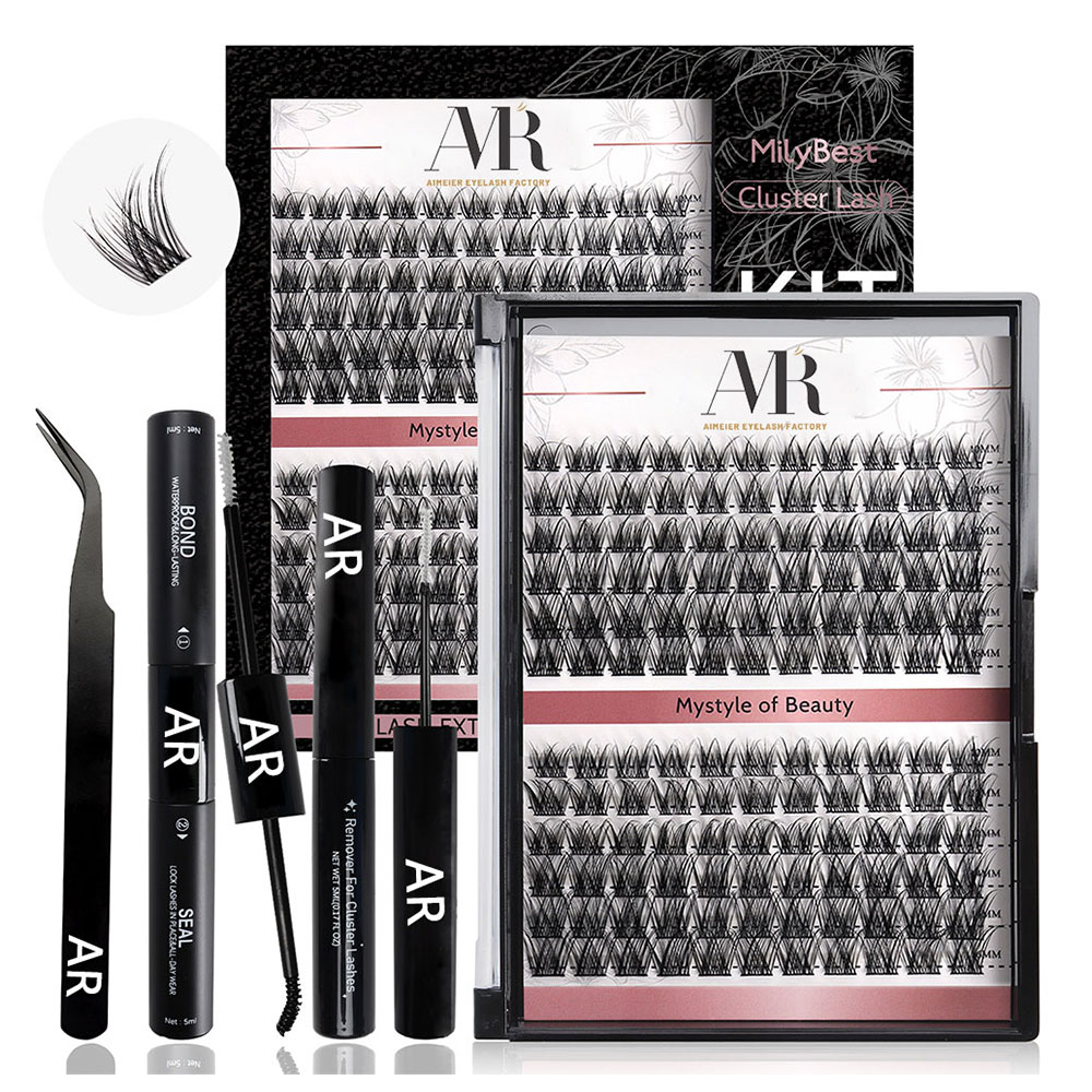 Sahte vizon kirpik toptan Diy önceden kesilmiş bölümlenmiş kirpik uzantıları Segment Lashes Set kirpik kümeleri altında bağ ve dolgu macunu ile