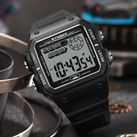 Montre numérique LED sport étanche 50M à prix d'usine, montre rétro carrée multifonction lumineuse pour hommes