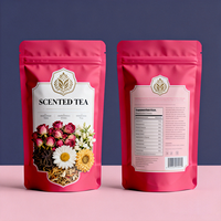 Sachet d'emballage alimentaire en plastique imprimé sur mesure, refermable, anti-odeur, avec fermeture éclair, pour thé, mini-sachet de thé parfumé aux fleurs
