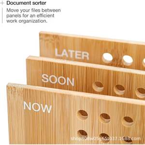 Organizador de oficina de madera HoffengWell, estante de almacenamiento de escritorio de 4 capas para documentos, libros, archivos, color madera natural, forma rectangular - Product Image 2
