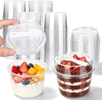 Gobelet à mousse rond de 250 ml, carré de 350 ml avec couvercle et cuillère, boîte à dessert en plastique transparent PET pour gâteau, yaourt, crème glacée