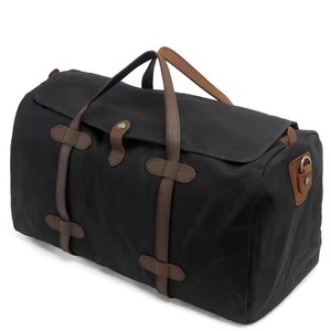 Sac fourre-tout en toile cirée avec logo personnalisé Sac de week-end <span class=keywords><strong>polochon</strong></span> en cuir imperméable de grande capacité à la mode avec sangle en cuir et fermeture éclair - Product Image 2