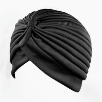 Turban plissé pour femme 2026 – Doux, extensible, couleur unie, décontracté, chapeau turban tendance pour femme – Vente en gros